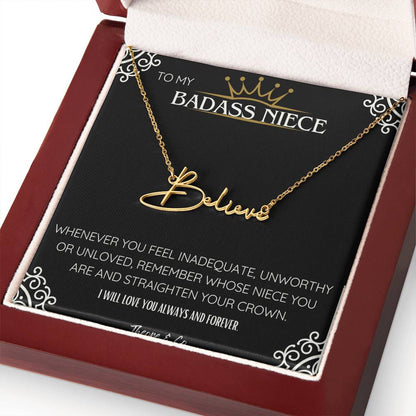 Badass Niece Signature Name Necklace – Personalized Jewelry